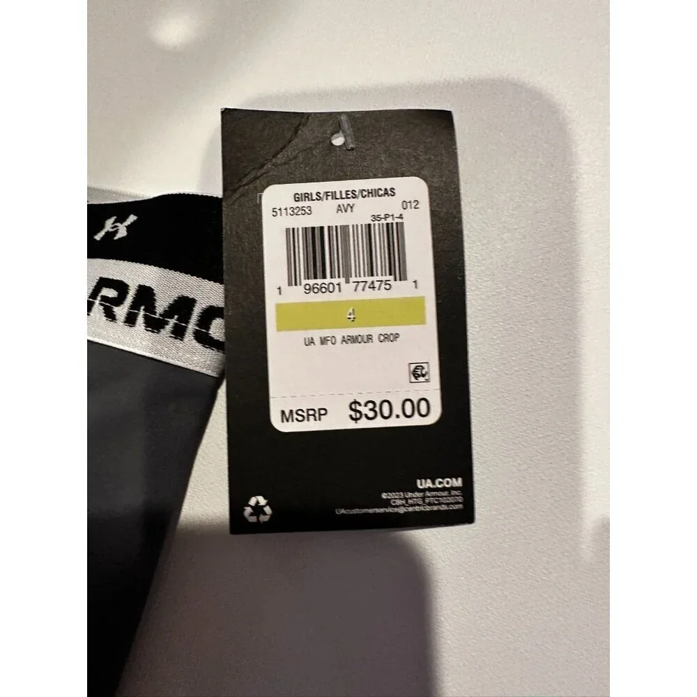 NWT Girl's Youth Under Armour UA Cropped FITTED Leggings Size 4 MSRP $30